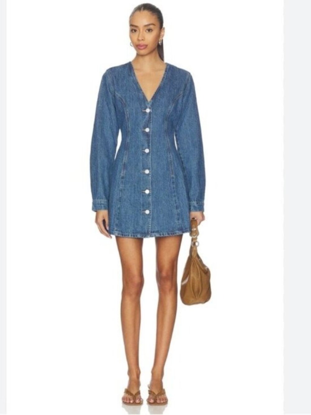 Blank NYC Denim Button-Front Mini Dress Western Rodeo Feminine Chic Casual